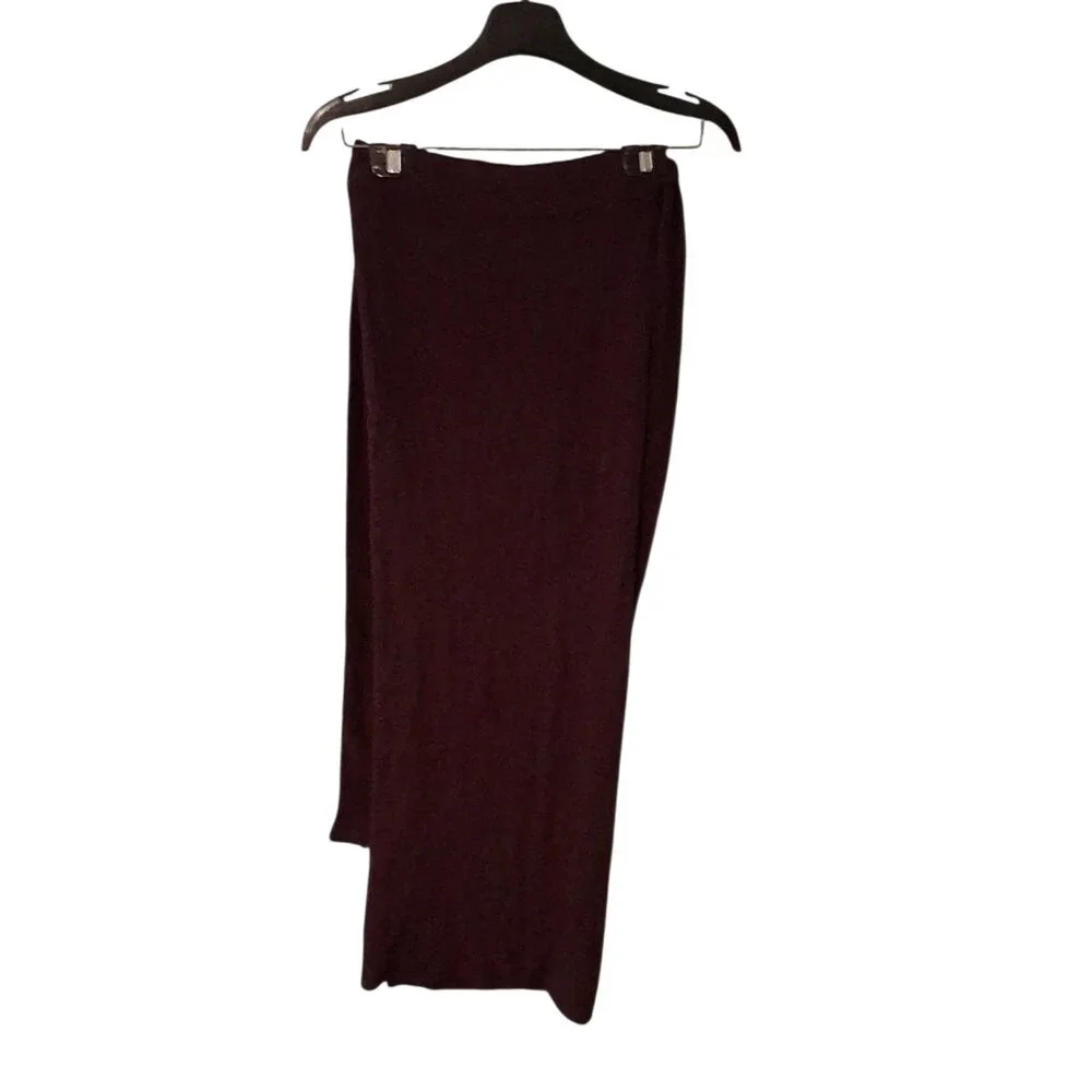 Free People Beach set womens Large sweater wrap maxi skirt linen blend wine